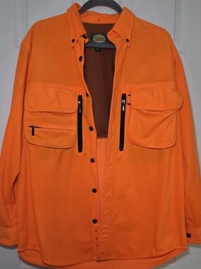 Cabelas Hunter Blaze Orange Fleece Button Up